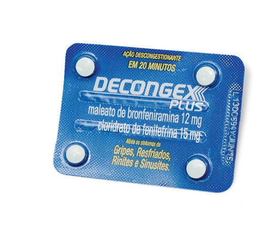 Decongex Plus Maleato de Clorfeniramina 12mg + Cloridrato Fenillefrina 15mg 12 comprimidos