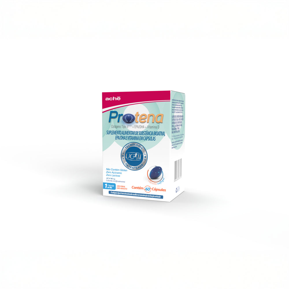 Protena Colágeno Não Hidrolisado Tipo II 40mg + Ômega 3 + Vitamina D - 60 cápsulas