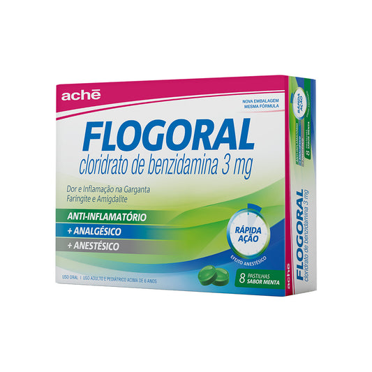 Flogoral Pastilha Sabor Menta com 8 Unidades