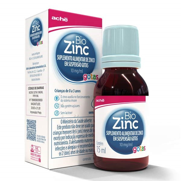 BioZinc Zinco suplemento alimentar infantil 10mg/ml Gotas 15ml