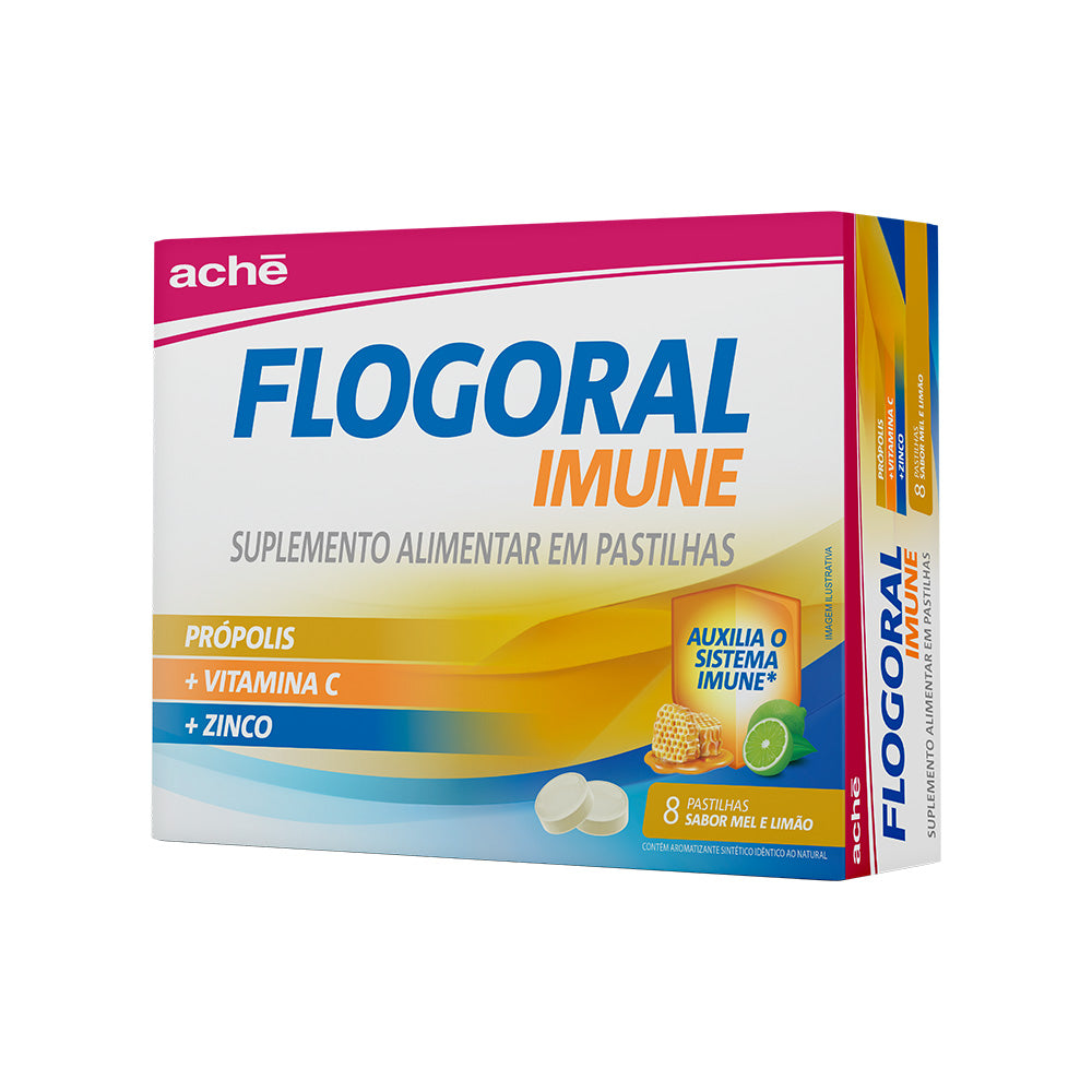 Flogoral Imune - Sabor Mel e Limão - com 8 pastilhas