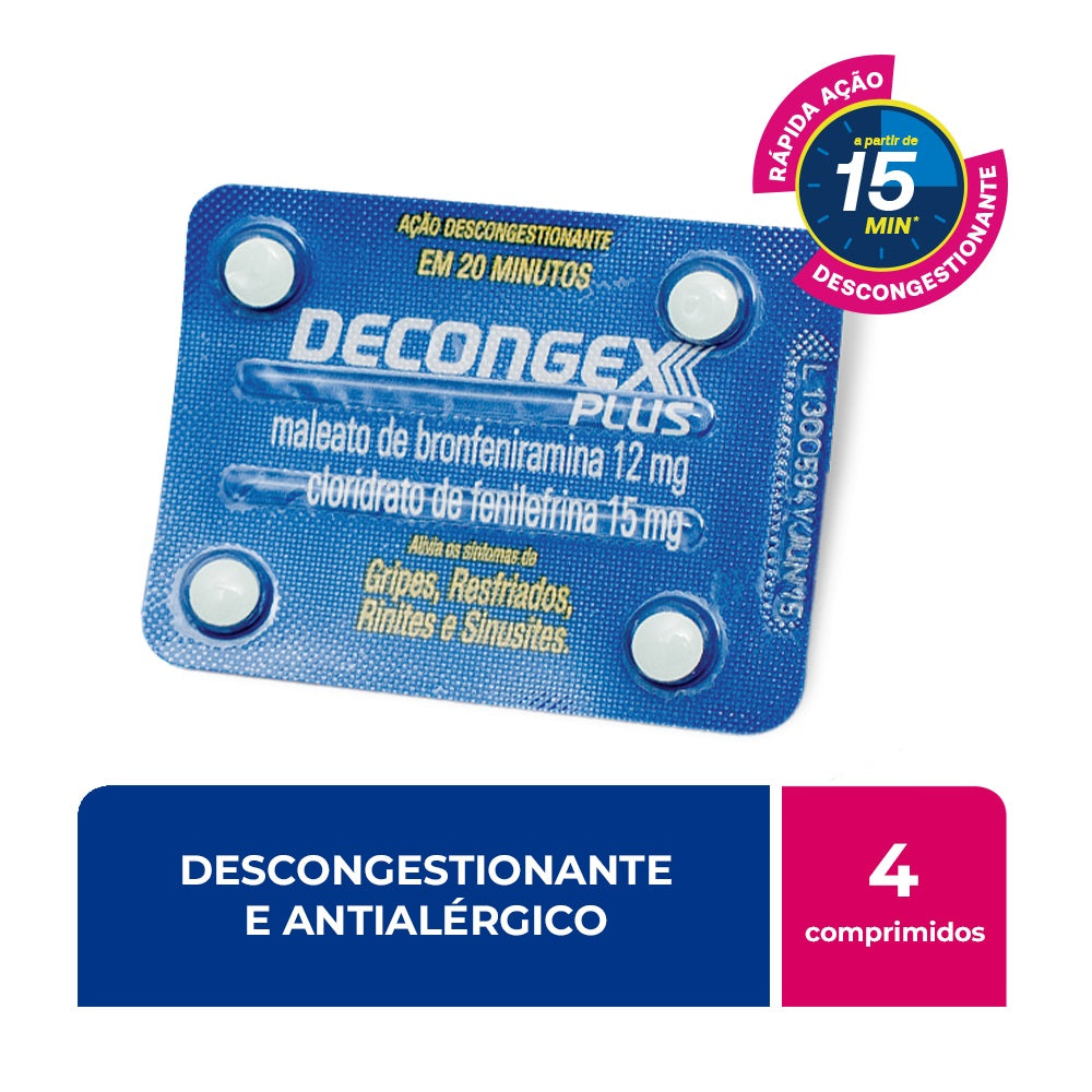 Decongex Plus Maleato de Clorfeniramina 12mg + Cloridrato Fenillefrina 15mg 12 comprimidos