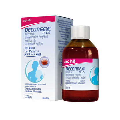 Decongex Plus Maleato de Bronfeniramina 2mg/5ml + Cloridrato Fenillefrina 5mg/5ml Xarope 120ml