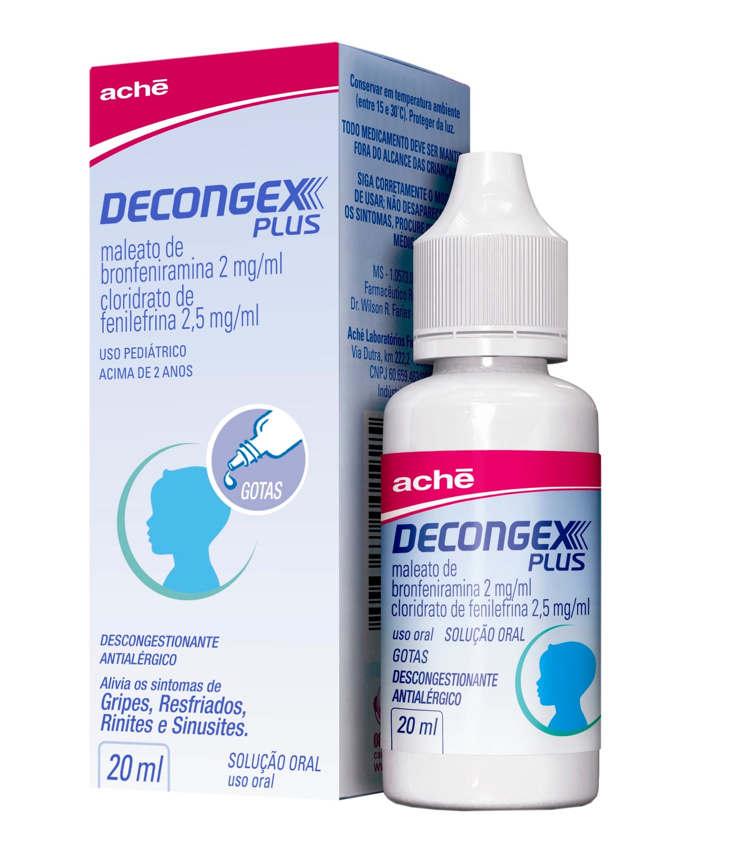 Decongex Plus Maleato de bronfeniramina 2mg/ml + Cloridrato de fenilefrina 2,5mg/ml Gotas 20ml
