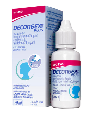 Decongex Plus Maleato de bronfeniramina 2mg/ml + Cloridrato de fenilefrina 2,5mg/ml Gotas 20ml