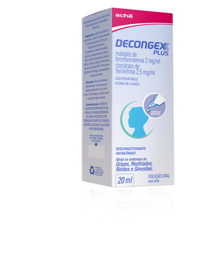 Decongex Plus Maleato de bronfeniramina 2mg/ml + Cloridrato de fenilefrina 2,5mg/ml Gotas 20ml