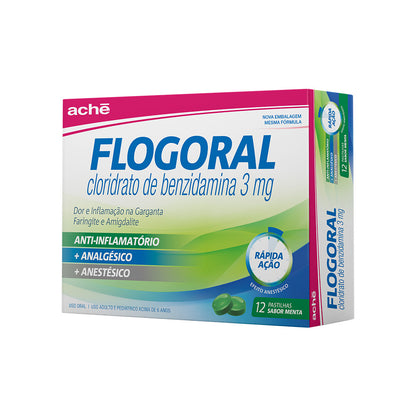 Flogoral Pastilha Sabor Menta com 12 Unidades