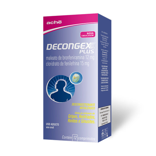 Decongex Plus Maleato de Clorfeniramina 12mg + Cloridrato Fenillefrina 15mg 12 comprimidos