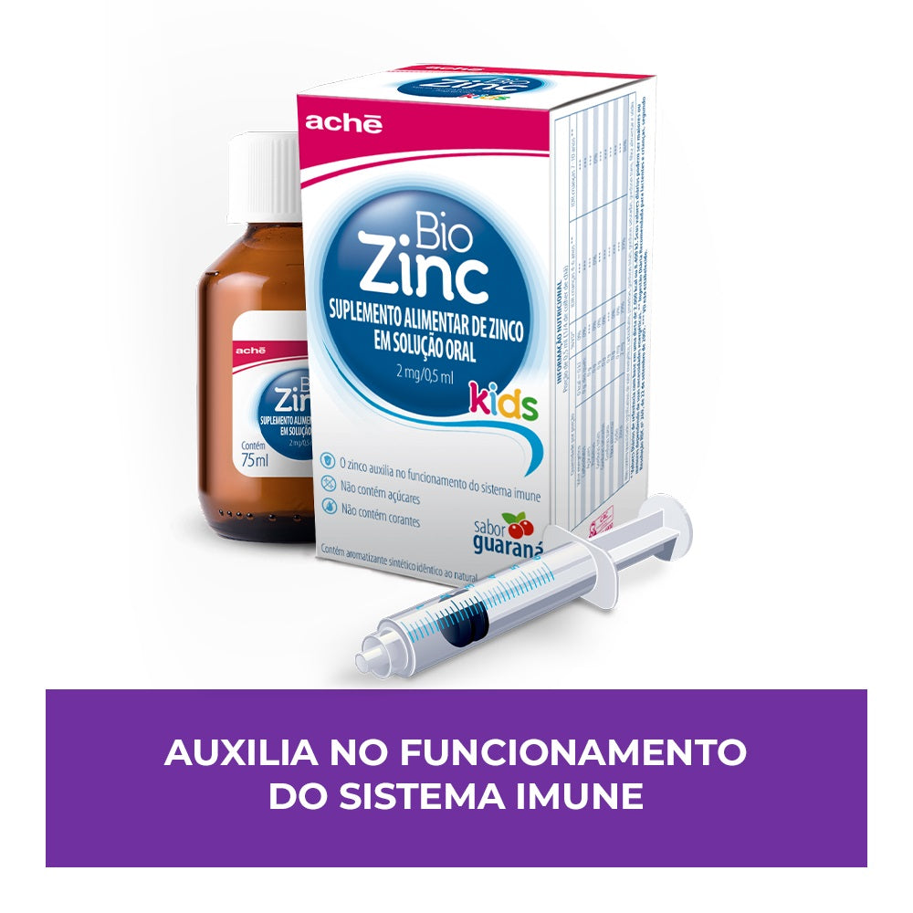 BioZinc Zinco suplemento alimentar infantil 2mg/0,5ml 75ml