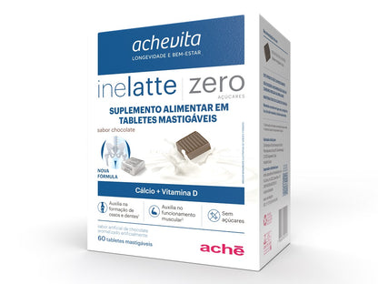 Inelatte Cálcio + Vitamina D Chocolate 60 tabletes