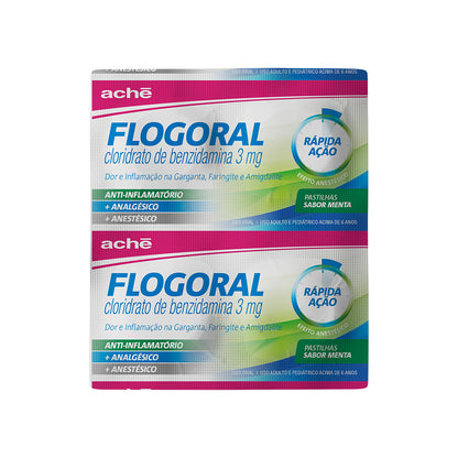 Flogoral Pastilha Sabor Menta com 4 Unidades