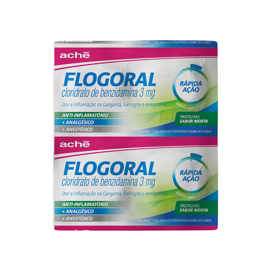 Flogoral Pastilha Sabor Menta com 4 Unidades