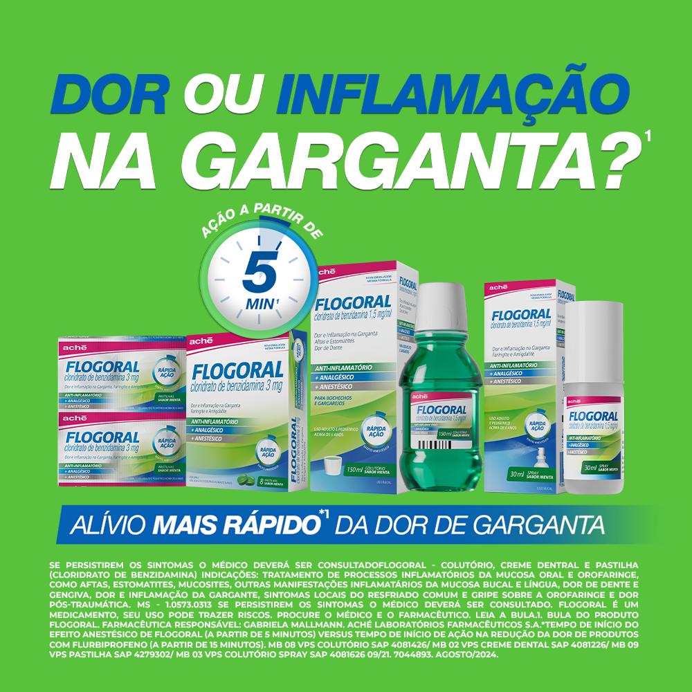 Flogoral Pastilha Sabor Menta com 4 Unidades