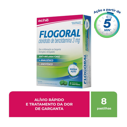 Flogoral Pastilha Sabor Menta com 8 Unidades