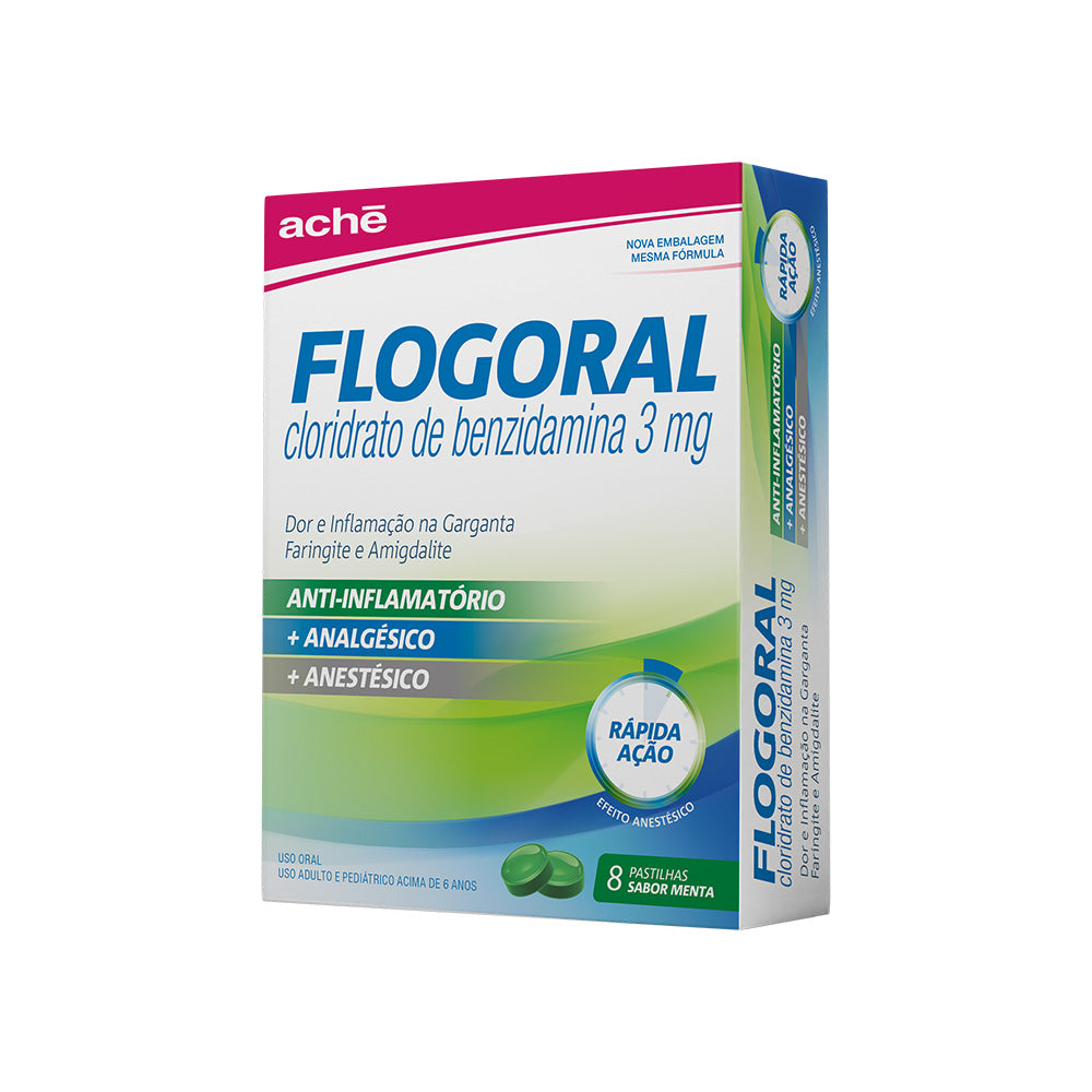 Flogoral Pastilha Sabor Menta com 8 Unidades