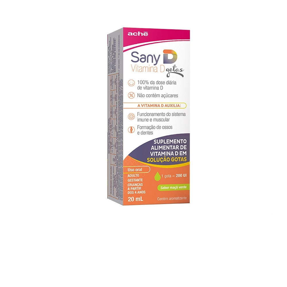 Sany D Vitamina D Colecalciferol 200UI Maçã Verde Gotas 20ml