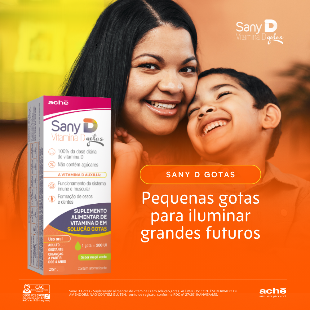 Sany D Vitamina D Colecalciferol 200UI Maçã Verde Gotas 20ml