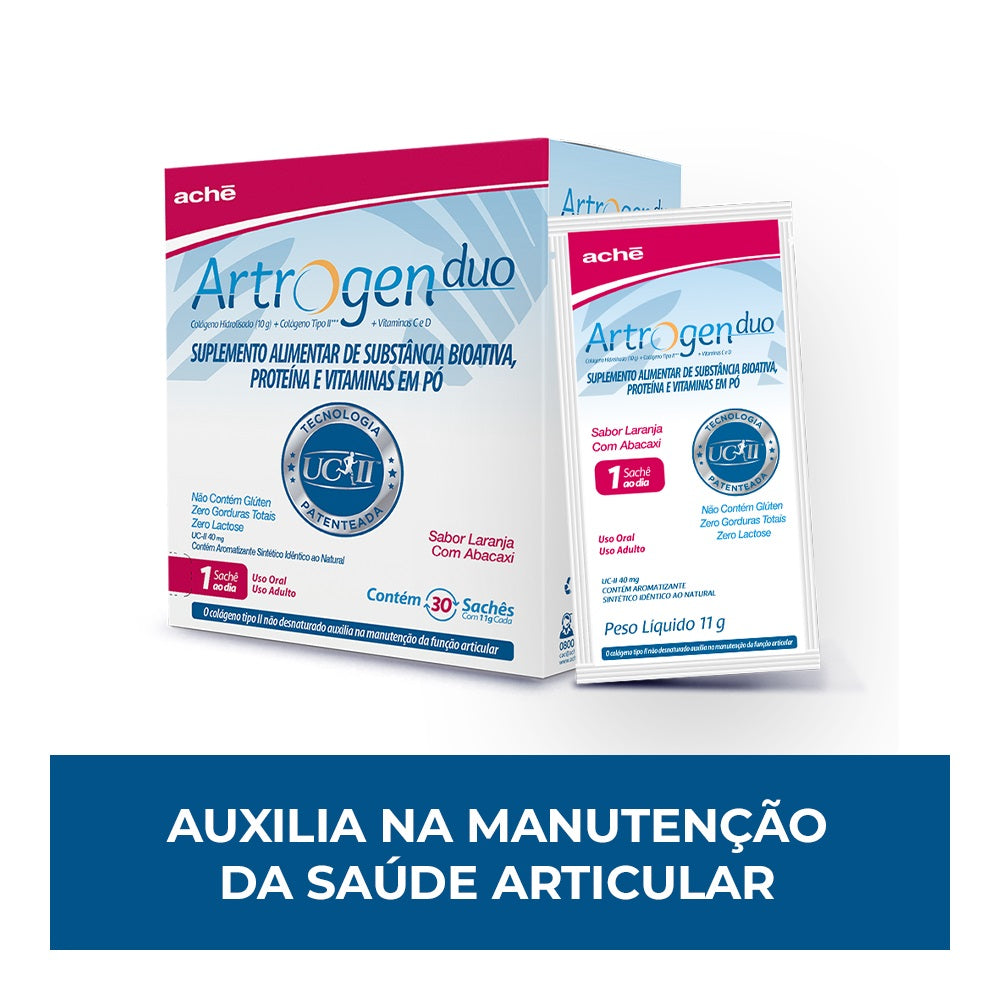 Artrogen Duo Colágeno Sabor Laranja com Abacaxi - 30 Sachês de 11g cada