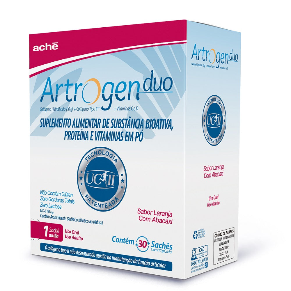 Artrogen Duo Colágeno Sabor Laranja com Abacaxi - 30 Sachês de 11g cada