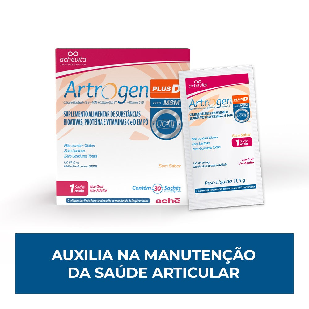 Artrogen Plus D Colágeno + MSM 30 sachês